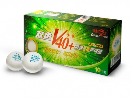 DOUBLE FISH 40+ 2*, 10 мячей в упаковке, белые. Для продвинутых игроков., фото 1