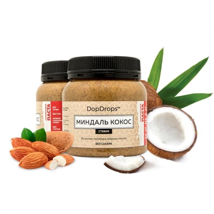 Протеиновая паста с миндалем, кокосом и стевией, в пластике, 250г, фото 1