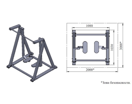 Уличный тренажер TORUDA &quot;Шагоход с треугольной рамой&quot;, фото 2