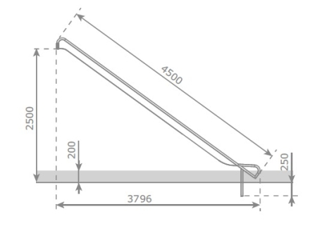 Скат KBT Steg-on L4,5 H2,3-2,5 из нержавеющей стали для игровых площадок, фото 5