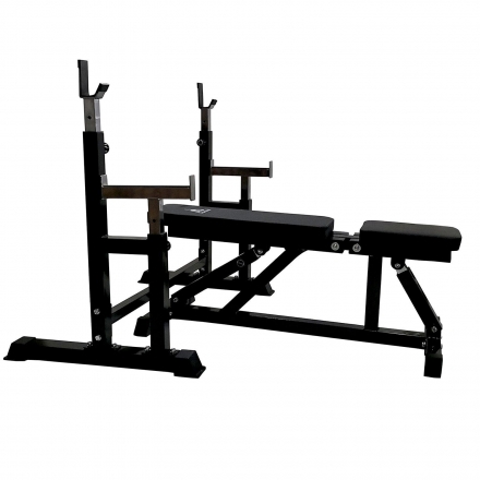 Скамья со стойками под штангу DFC DZ005ABB (чёрный, два короба), фото 3