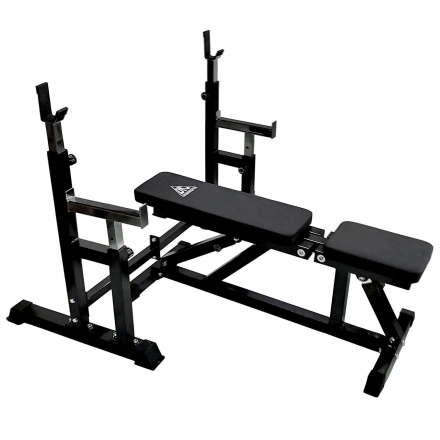 Скамья со стойками под штангу DFC DZ005ABB (чёрный, два короба), фото 5