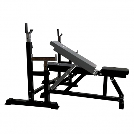 Скамья со стойками под штангу DFC DZ005ABB (чёрный, два короба), фото 8