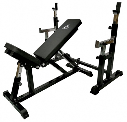 Скамья со стойками под штангу DFC DZ005ABB (чёрный, два короба), фото 1