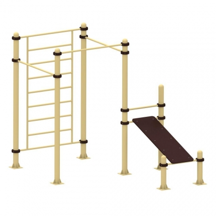 Шведская стенка, три турника и скамья для пресса YSK57, фото 2