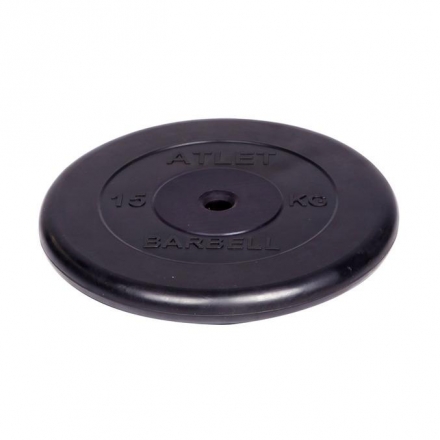 Диск обрезиненный Barbell Atlet d 26 мм чёрный 15 кг, фото 1
