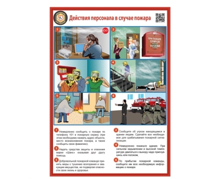 Стенд &#039;Действия персонала в случае пожара&#039; (А4, пластик), фото 1