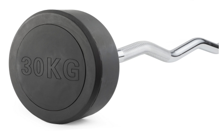 Штанга неразборная обрезиненная 30 кг Изогнутый гриф, фото 1