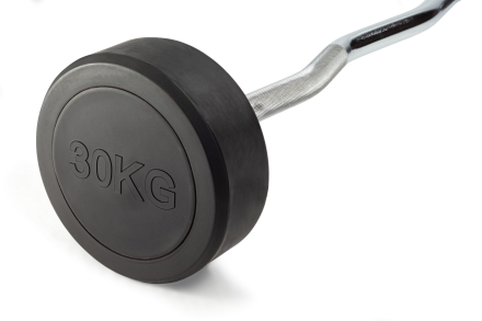 Штанга неразборная обрезиненная 30 кг Изогнутый гриф, фото 2