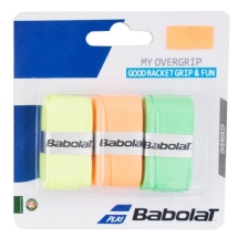 Овергрип BABOLAT MY GRIP, арт.653045-215, упак. по 3 шт, 0.6 мм, 120см, оранжево-зелено-желтый Овергрип BABOLAT MY GRIP, арт.653045-215, упак. по 3 шт, 0.6 мм, 120см, оранжево-зелено-желтый
