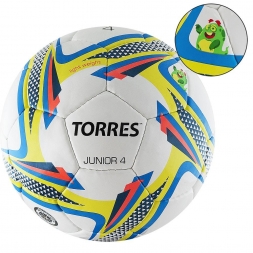 Мяч футбольный &quot;TORRES Junior-4&quot; р.4, бело-желто-голубой, фото 1