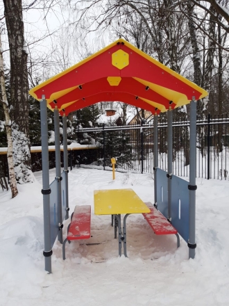 Игровой домик-беседка Romana 301.07.00 со столом и скамьями для детских площадок, фото 5