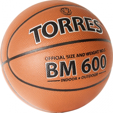 Мяч баск. &quot;TORRES BM600&quot; арт.B32025, р.5, ПУ, нейлон. корд, бут. камера, темнокоричневый-черн, фото 2