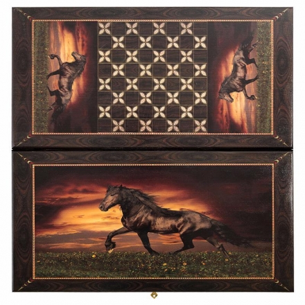 Нарды + шашки Смоленские &quot;Вороная лошадь&quot; большие, фото 1