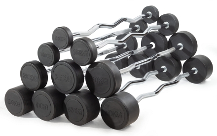 Штанга неразборная обрезиненная 15 кг Изогнутый гриф, фото 5