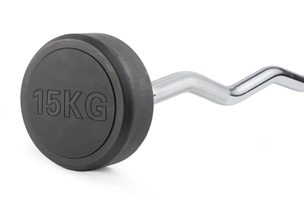 Штанга неразборная обрезиненная 15 кг Изогнутый гриф, фото 1