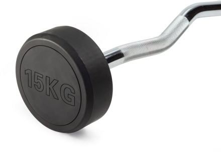 Штанга неразборная обрезиненная 15 кг Изогнутый гриф, фото 2