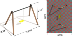 Качели AW Д2.1 одинарные на деревянных стойках для детской площадки, фото 2 Качели AW Д2.1 одинарные на деревянных стойках для детской площадки, фото 2