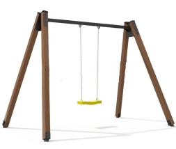 Качели AW Д2.1 одинарные на деревянных стойках для детской площадки, фото 1 Качели AW Д2.1 одинарные на деревянных стойках для детской площадки, фото 1