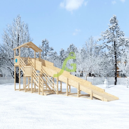 Зимняя горка "IgraGrad Snow Fox (Домик)", скат 10 м, без окраски, фото 4