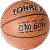 Мяч баск. &quot;TORRES BM600&quot; арт.B32027, р.7, ПУ, нейлон. корд, бут. камера, темнокоричневый-черн