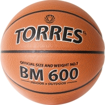 Мяч баск. &quot;TORRES BM600&quot; арт.B32027, р.7, ПУ, нейлон. корд, бут. камера, темнокоричневый-черн