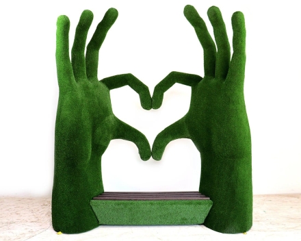 Топиари композиция ладони-сердце-лавочка - газон Eco, фото 2