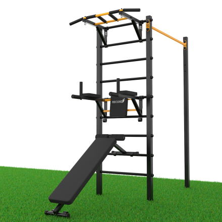 Уличный турник + шведская стенка с турником-брусьями и скамьей Record R3W-1 профиль 60х60 х 2 мм, фото 1