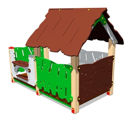 Детский игровой домик Хижина с печкой ИМ112 для улицы, фото 2