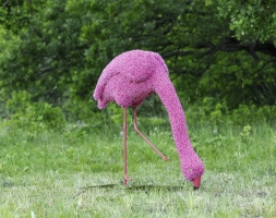 Топиари Фламинго розовый шея изогнута, на водопое - газон Eco, фото 4