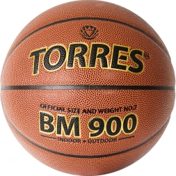 Мяч баск. &quot;TORRES BM900&quot; арт.B32037, р.7, ПУ-композит, нейлон.корд, бутил. камера, темнооранж-черн, фото 1