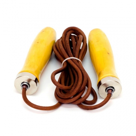 Скакалка с деревянной ручкой (кожа) SF-3011, фото 2