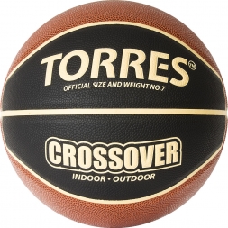 Мяч баск. &quot;TORRES Crossover&quot; арт.B32097, р.7,ПУ-комп, нейлон. корд, бут.камера, тем. черно-оранж-беж, фото 1