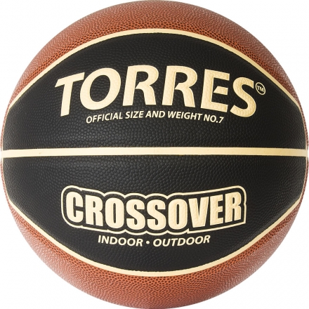 Мяч баск. &quot;TORRES Crossover&quot; арт.B32097, р.7,ПУ-комп, нейлон. корд, бут.камера, тем. черно-оранж-беж, фото 1