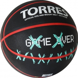 Мяч баск. &quot;TORRES Game Over&quot; B02217, р.7, резина, нейлон. корд, бут. кам., черный, фото 2