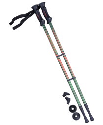Палки для скандинавской ходьбы Longway, 77-135 см, 2-секционные, тёмно-зеленый/оранжевый, фото 1
