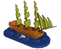 Топиари Корабль, h - 250 см, цветной - газон Eco