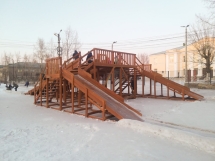 Зимняя деревянная горка &quot;Snow Fox 4 ската&quot;