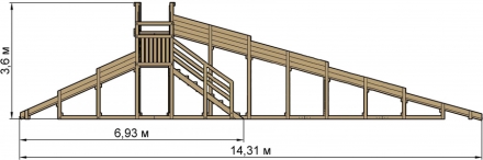 Зимняя деревянная горка &quot;Snow Fox 4 ската&quot;, фото 9