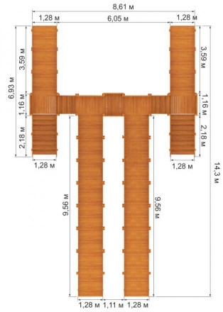 Зимняя деревянная горка &quot;Snow Fox 4 ската&quot;, фото 11