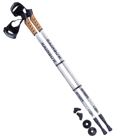 Палки для скандинавской ходьбы Rainbow, 77-135 см, 2-секционные, серый/белый, фото 1