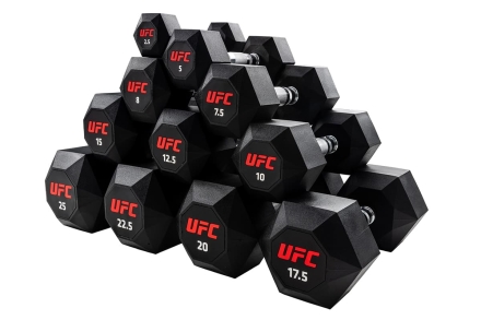 Комплект обрезиненных октагональных гантелей 10 пар от 2,5 до 25кг UFC, фото 1