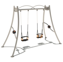 Качели Емеля с различными декоративными элементами для детской площадки