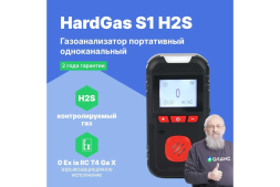 Газоанализатор портативный одноканальный HardGas S1 (H2S) с поверкой HP010005 HP010005-СП, фото 2