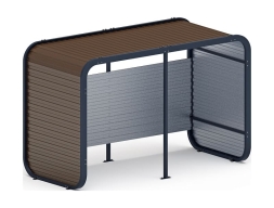 Навес контейнерной площадки для мусора (коричневый) (2 секции) (под анкера) МФ 55.01.02-02, фото 1