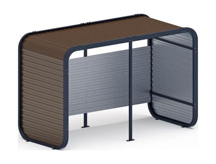 Навес контейнерной площадки для мусора (коричневый) (2 секции) (под анкера) МФ 55.01.02-02, фото 1