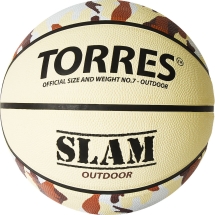 Мяч баск. &quot;TORRES Slam&quot; арт.B02067, р.7, резина, нейлон. корд, бут. кам, бежево-хаки