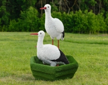 Топиари Три аиста в гнезде, семья - газон Eco