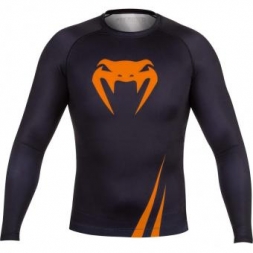 Рашгард Venum Challenger Rashguard - Long Sleeves Black/Neo Orange, фото 1