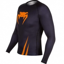 Рашгард Venum Challenger Rashguard - Long Sleeves Black/Neo Orange, фото 2